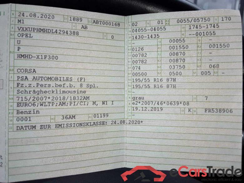 Opel Corsa F (2019->) DE - LimS5 1.2 EU6d, Edition (EURO 6d), 2019 - 2023 #6